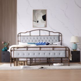 King size High Boad Metal bed with soft head and tail, no spring, easy to assemble, no noise