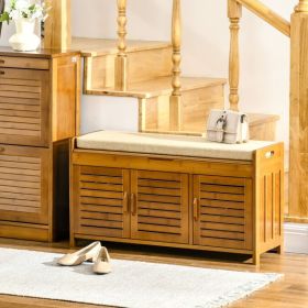 Shoe Bench with Storage Cabinets Brown