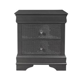 SHAKER CROCODILE METALLIC GREY NIGHTSTAND