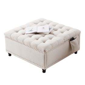 35 Inch Extra Large Storage Ottoman Coffee Table with Lift Top,Tufted Upholstered Ottoman for Living Room,Bedroom