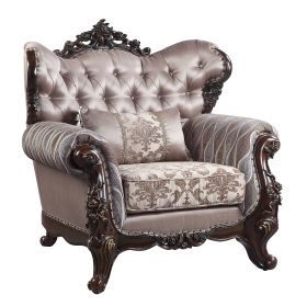 ACME Benbek Chair w/Pillow in Fabric & Antique Oak Finish LV00811