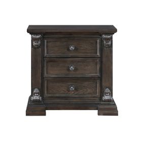 Elegant Design 3-Drawers Nightstand Traditional Vintage Bedroom Furniture 1pc Espresso Finish