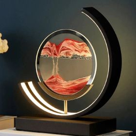 Moving Sand Art Picture with LED;  3D Round Sand Picture Lamp 3 Colors Art Light with Stand Relaxing Desktop Home Decor and Office