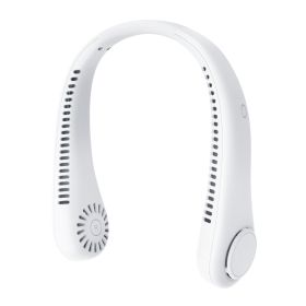 Mini Hanging Handheld Leafless Hanging Neck Fan Portable Silent Outdoor Usb Charging Super Long Life Portable Cooling Lazy Small Fan (Option: White Hangneck Fan)